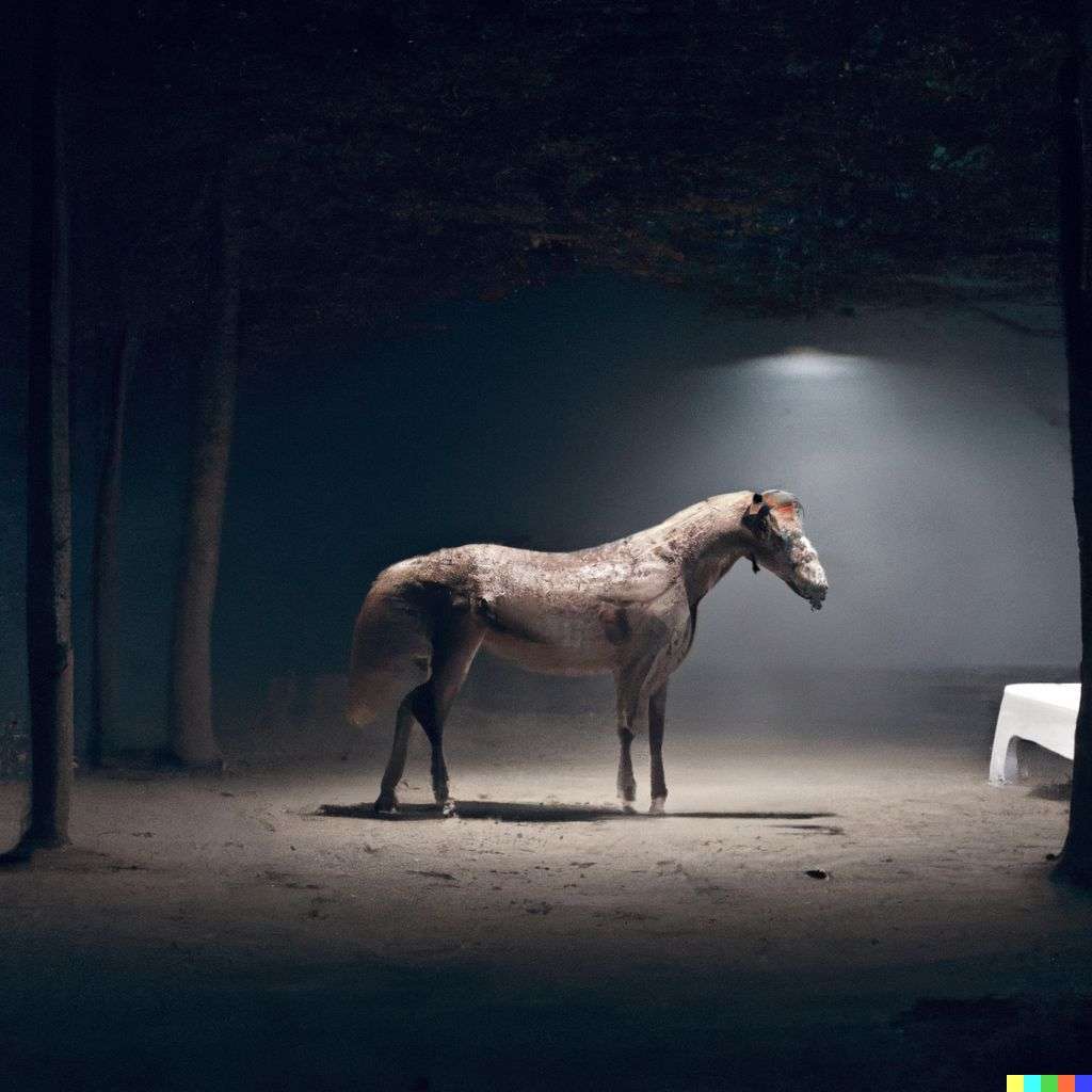 a horse, photograph taken by Gregory Crewdson
